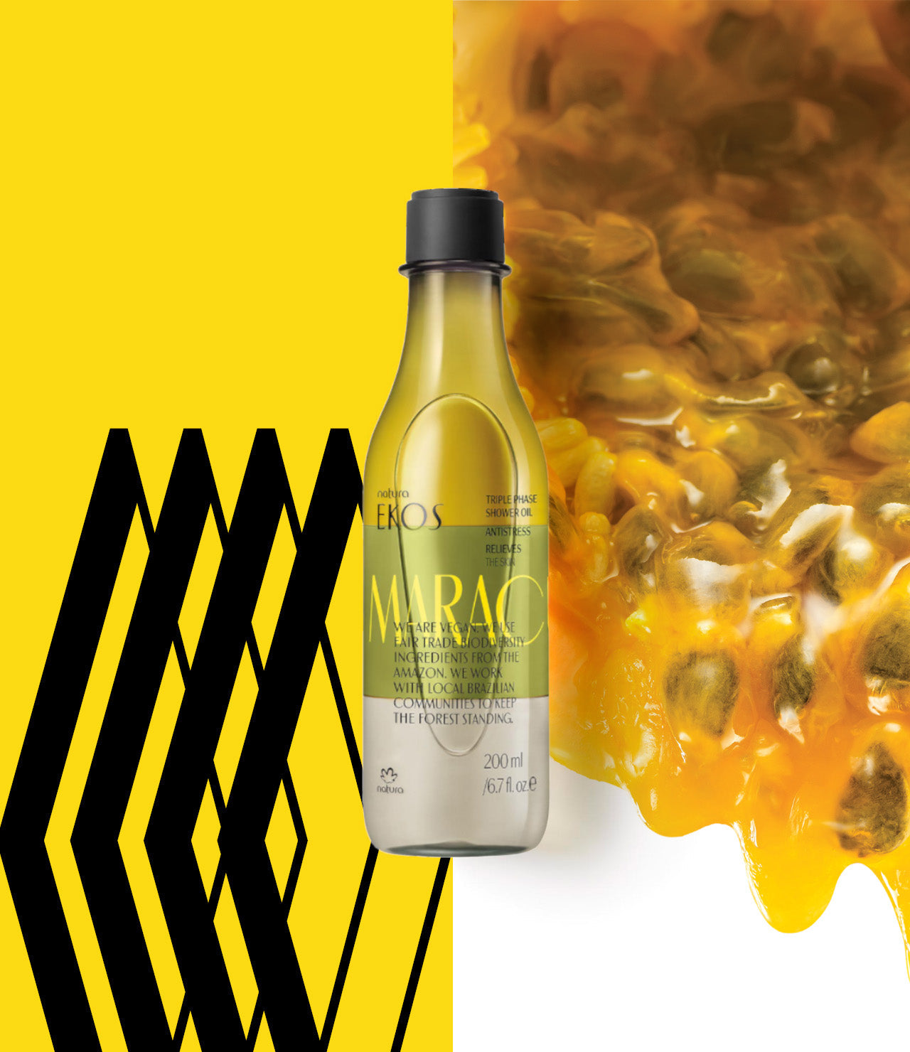 Aceite desodorante corporal trifásico de maracuyá Ekos