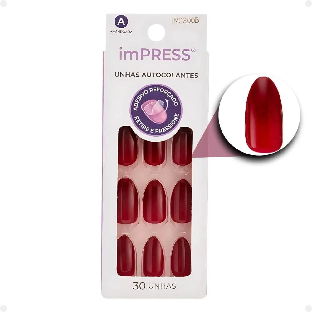 Kit 30 unhas autocolantes | Vermelho