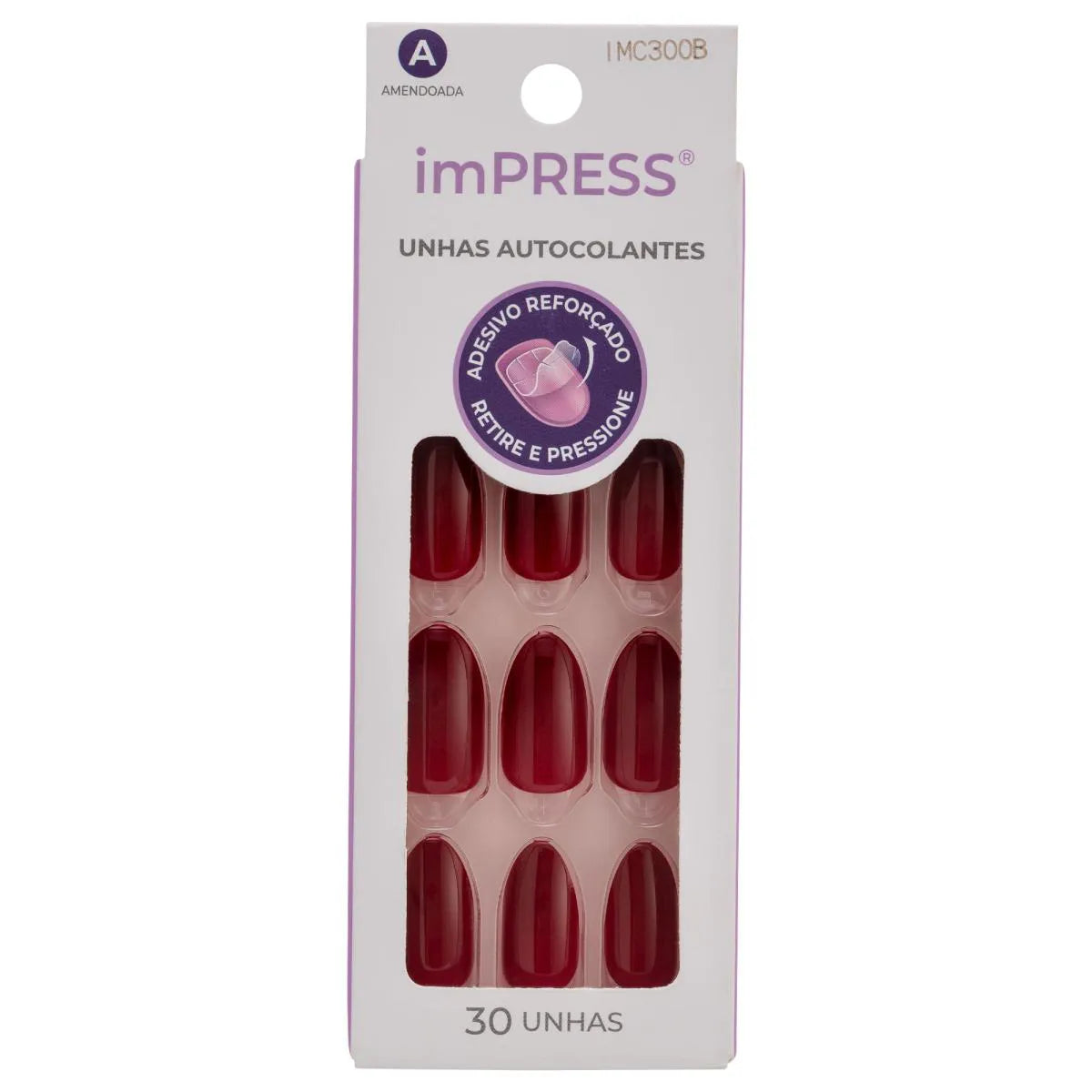 Kit 30 unhas autocolantes | Vinho