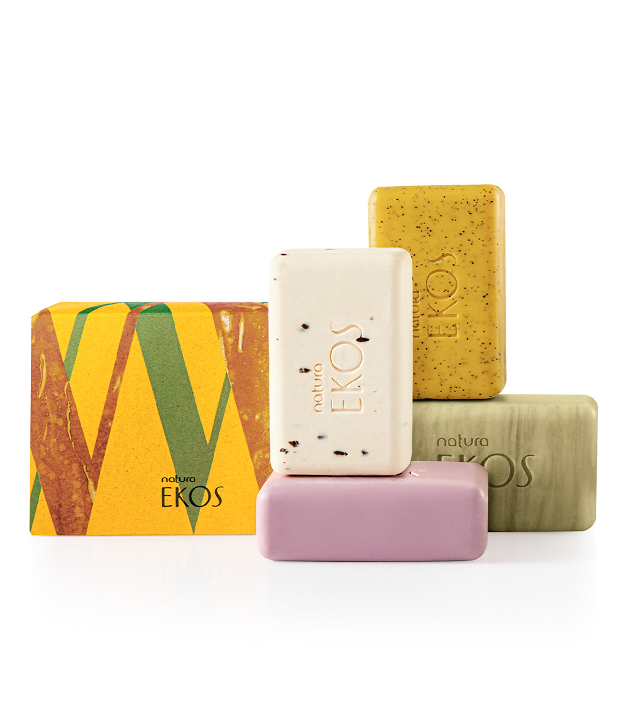 Conjunto de Sabonetes Cremosos e Esfoliantes EKOS: CASTANHA ANDIROBA AÇAÍ & MARACUJÁ