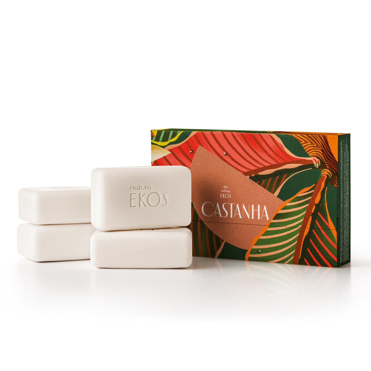 Jabón vegetal cremoso puro Ekos Castanha – Caja con 4 unidades de 100 g | Jabones veganos con aceite de castaña amazónica