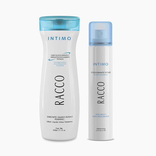 Kit Íntimo Racco: Higiene Femenina Completa con Jabón Líquido y Desodorante en Spray Seco 