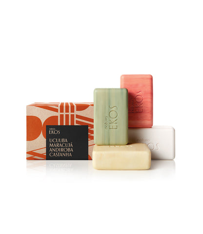 Conjunto de Sabonetes em Barra Ekos: Ucuuba Castanha Andiroba & Maracujá